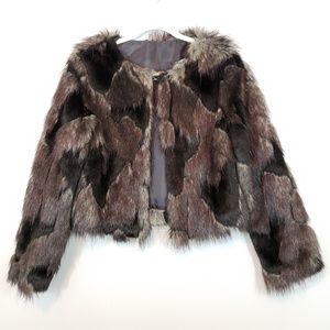 NEW Faux Fur Two-tone Brown Short Jacket
